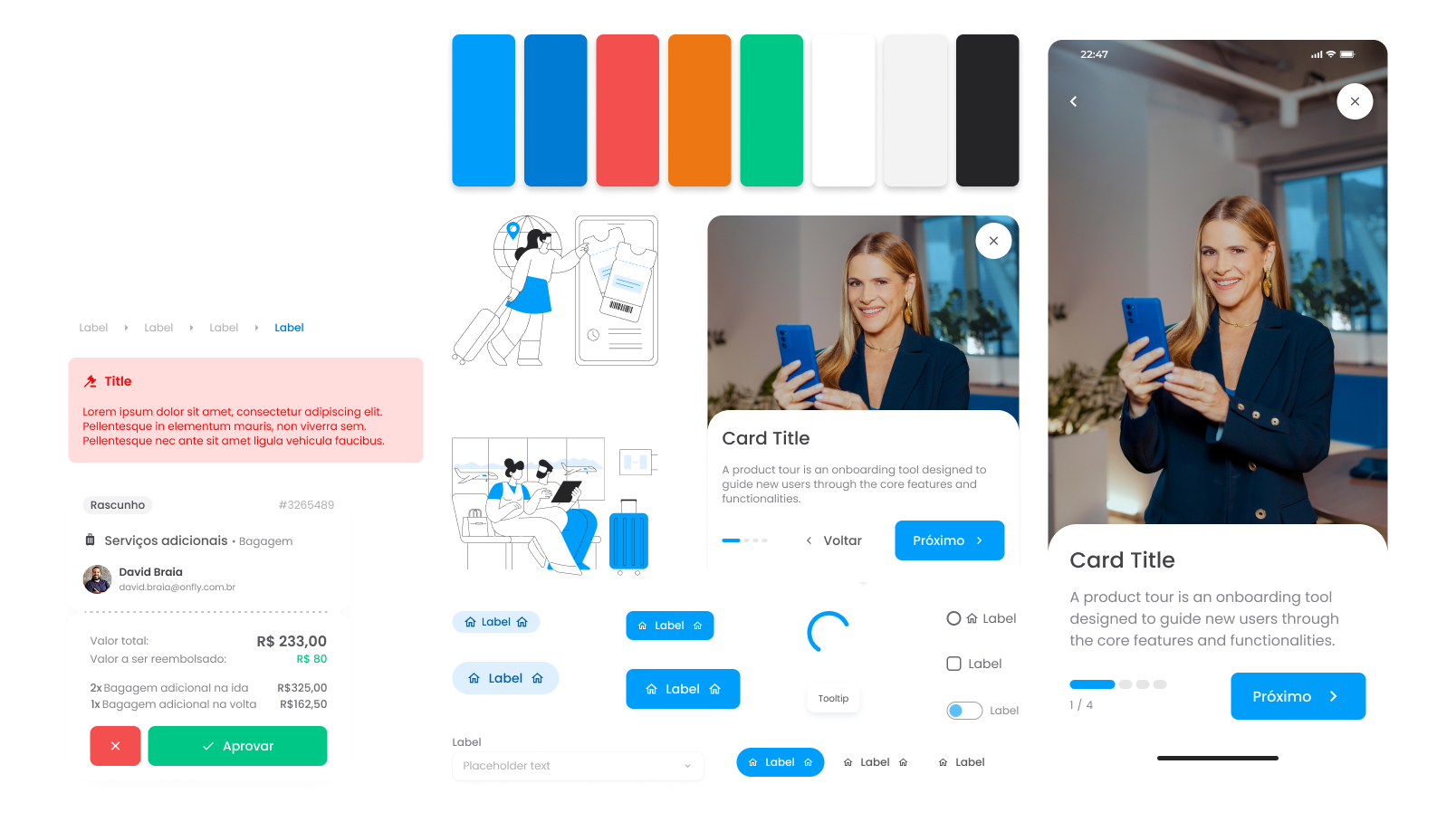 Design Language System — tipografia, cores e componentes Onfly